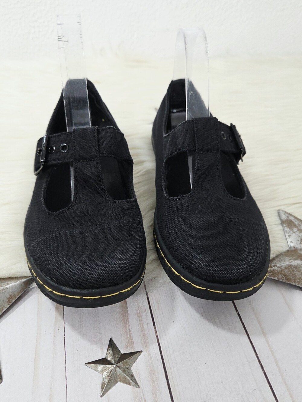 Dr. Martens Women’s Woolwich canvas Mary Jane shoes black buckle Size 8 - Picture 3 of 8